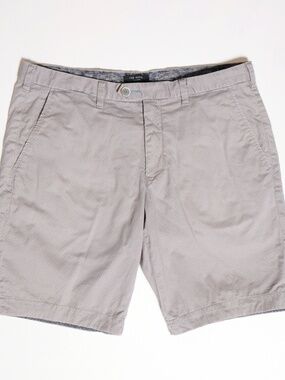 TED BAKER LONDON Men's 34R Greige Tan Dot Print Flat Front Casual Chino Shorts